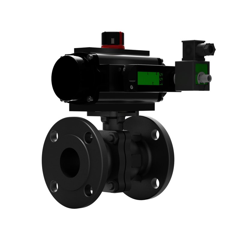 AVL6K00P16DN0025AC10SR Actreg Actuated Ball Valves Flanged PN16 Air Open Spring Close Pneumatic